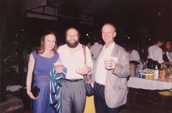 Mountford with Ben Shneiderman (center) and John Lovgren (right) at the ACM CHI Conference on Human Factors in Computing Systems in New Orleans, LA in April 1991.