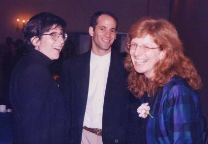 Preece with Allison Druin and Ben Bederson at the retirement celebration for colleague Jack Minker in 1998.