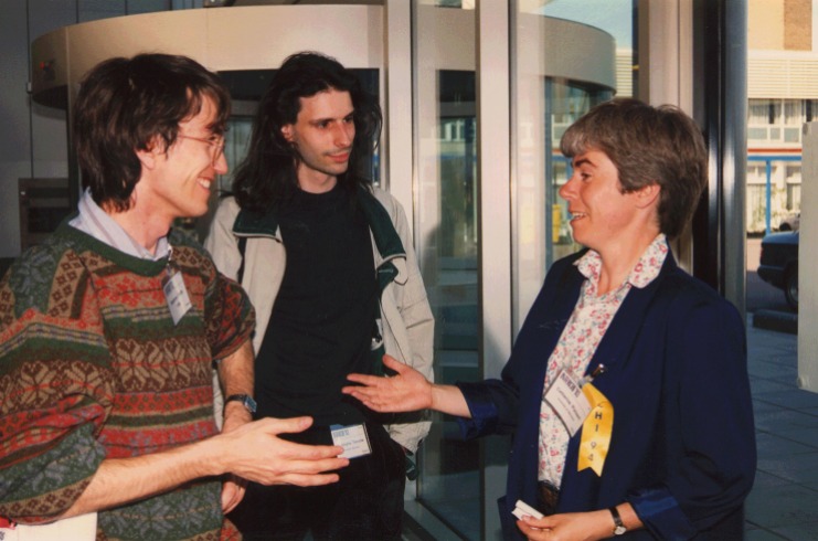 Plaisant with Stephane Chatty and Christophe Tronche at the INTERCHI Conference in Amsterdam, Netherlands in April 1993.