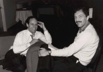 John Thomas with Ted Selker at the ACM CHI Conference on Human Factors in Computing Systems on April 13, 1986 in Boston, MA.