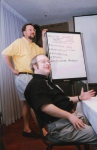 Nielsen with Will Hill at the ACM CHI Conference on Human Factors in Computing Systems in Atlanta, GA in March 1997.