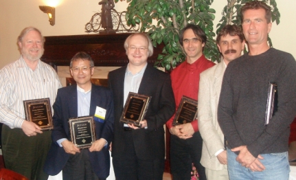The SIGCHI Academy class of 2006 (from left): George Robertson, Hiroshi Ishii, Jakob Nielsen, Michel Beaudoin-Lafond, Scott Hudson, Peter Pirolli at the ACM CHI Conference on Human Factors in Computing Systems in Montreal Canada on April 24, 2006.
