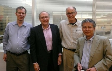 Stuart Card, Ben Shneiderman, Bill Verplank, and Hiroshi Ishii (left to right) at Stanford University on May 20, 2008.