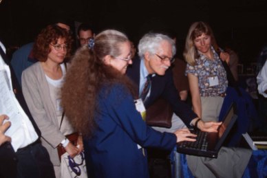 Kellogg with Thomas Landauer at the ACM CHI Conference on Human Factors in Computing Systems in Denver, CO in May 1995.