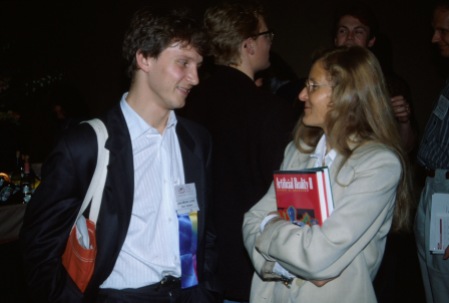 Coutaz with Jean-Michel Lunati at the ACM CHI Conference on Human Factors in Computing Systems in New Orleans, LA on April 27, 1991.
